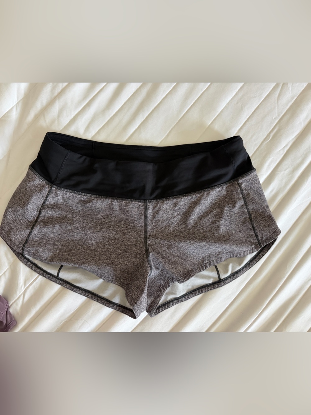 Lululemon Gray Heather Active Shorts with Black Waistband